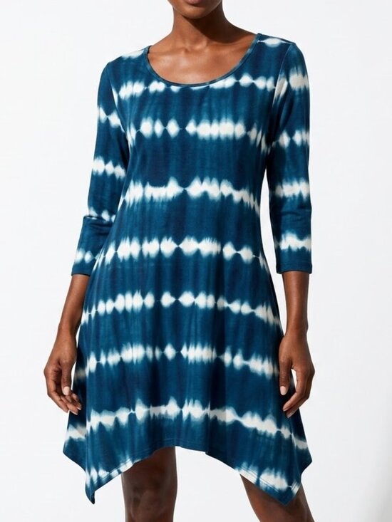 5th & Love Dresses & Skirts - 5th & Love Shibori Indigo Sharkbite Tunic Mini Dress With Pockets Sz Large